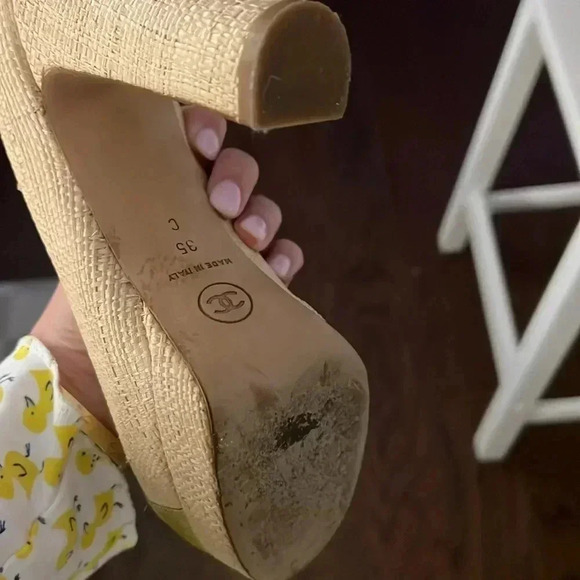 Authentic Chanel , Heels Size 5. Used , Scuffs Shown in Photo - Picture 3 of 4